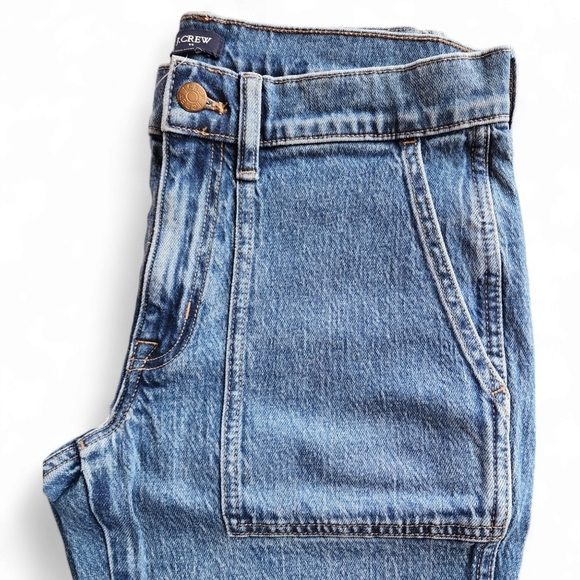 J. Crew | Factory Petite Crop Denim Utility Patch Pocket Jeans Blue Womens - Picture 3 of 11